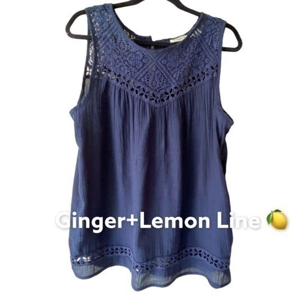 CATO Embroidered Lace Blue Blouse  Large Junior